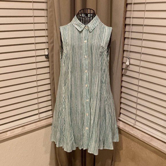 Anthropologie 11.1 TYLHO Percy Green and White striped Tunic - Picture 2 of 8